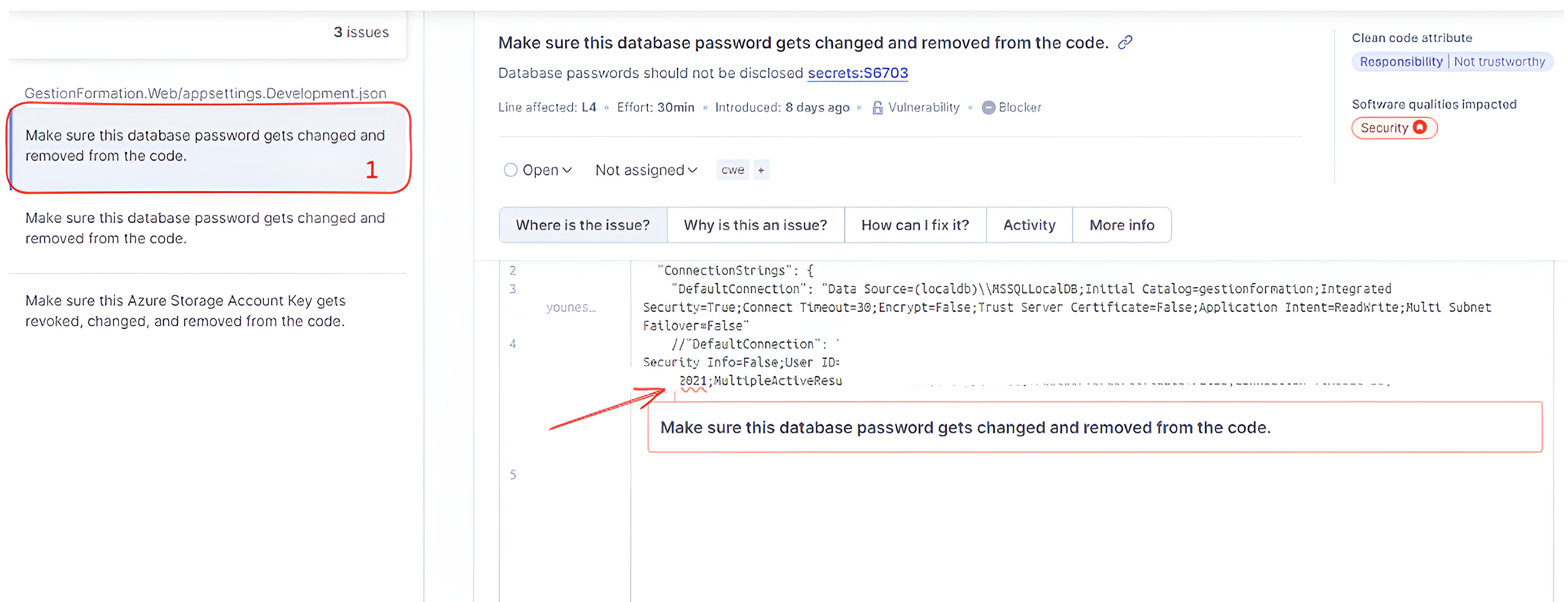 Étape 3 : Affichage et Résolution des Problèmes dans SonarQube